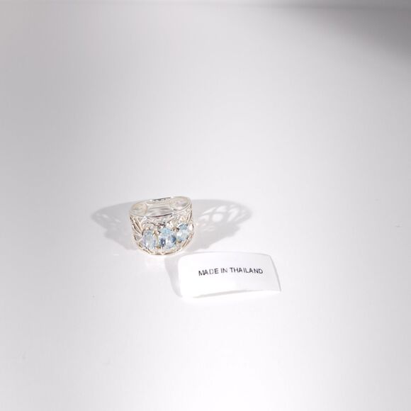 Sky Blue Topaz Filigree Ring Sterling Silver Size 5-3/4 - Picture 7 of 11